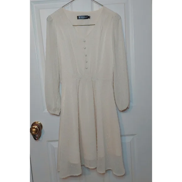 floral embroidered linen dress Ivory linen dress Floral embroidery Tina L / Midi main image 1